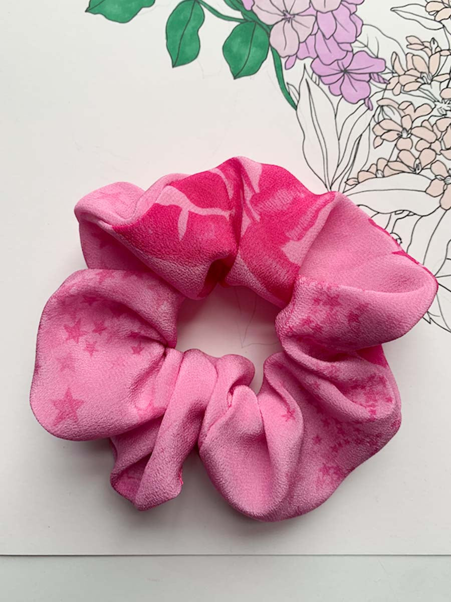 Pink Moonrise Garden Silk Scrunchie