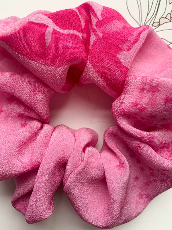 Pink Moonrise Garden Silk Scrunchie